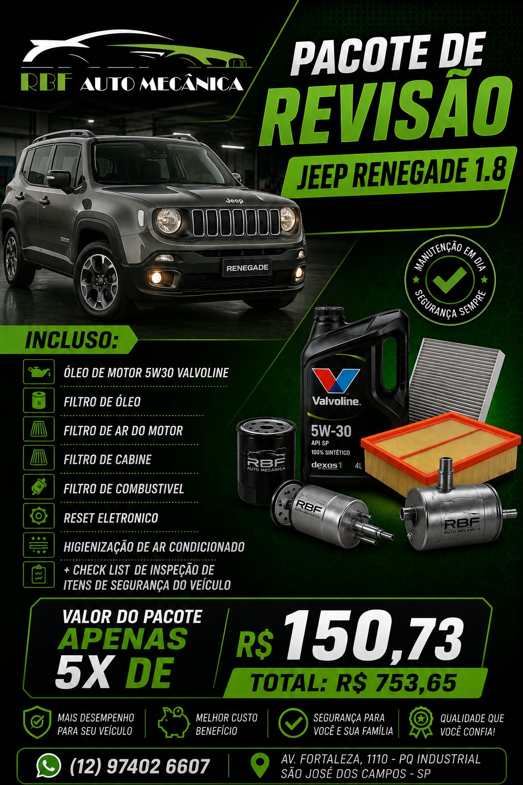 Pacote de revisão Jeep Renegade 1.8