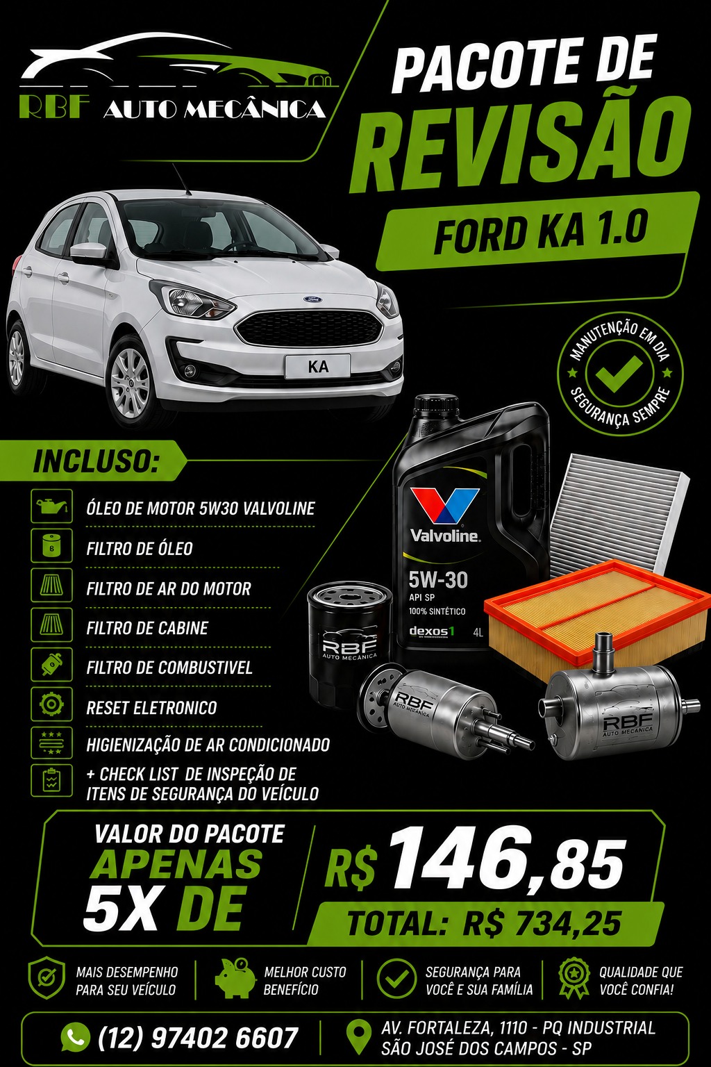 Pacote de revisão Ford Ka 1.0